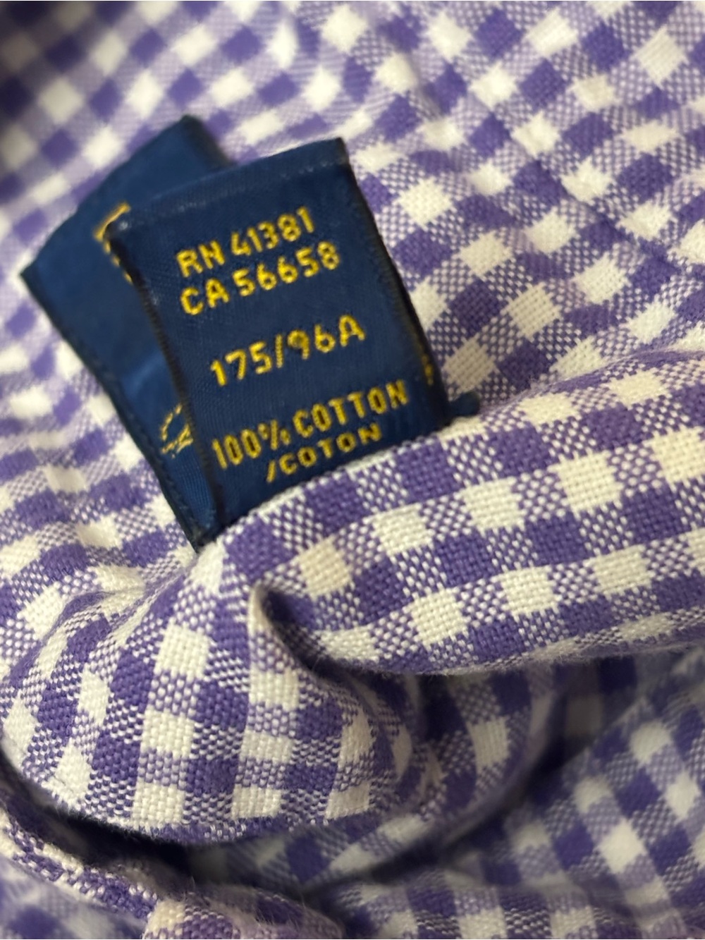 Ralph Lauren Gingham Purple/White Button Down Size Medium - Picture 7 of 7